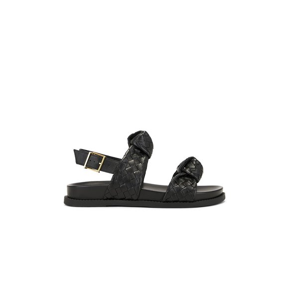 Like new Schutz Kareena Knot Sporty Sandal in Black leather strappy flat leather